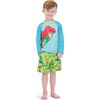 UPF 50 Dino Rashguard Set, Aqua - Rash Guards - 2