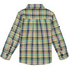 Knit Button Down Shirt, Yellow & Green Plaid - Shirts - 2