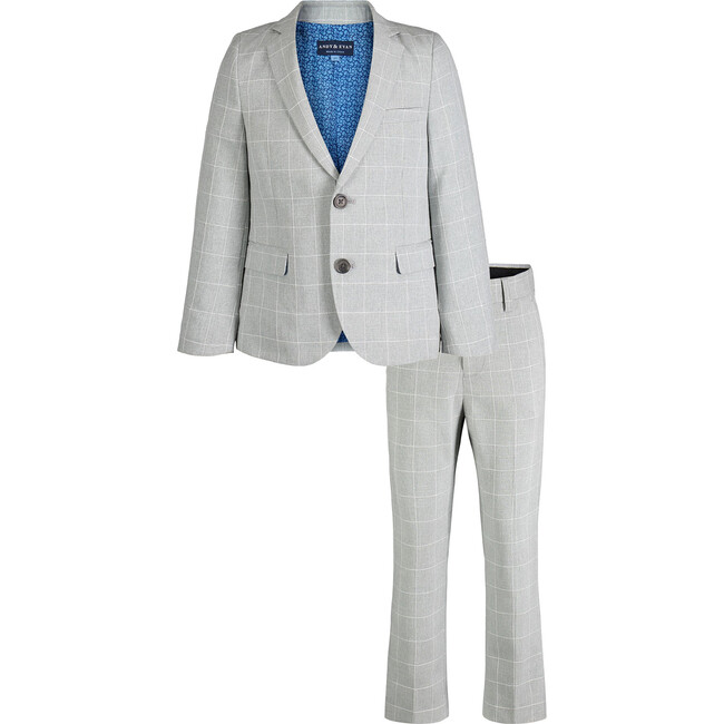Two-Piece Suit Set, Grey Windowpane