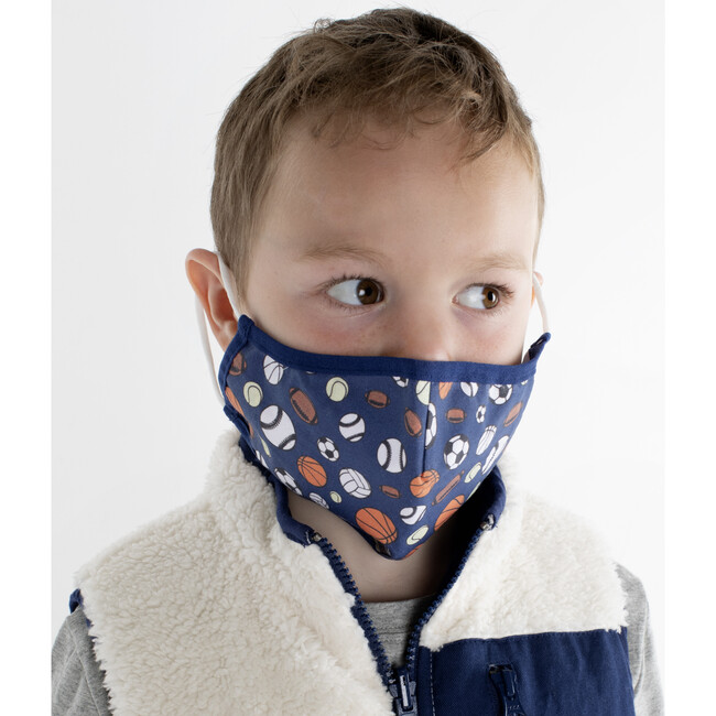 Boys 4-Pack Child Face Masks, Navy Prints - Face Masks - 7