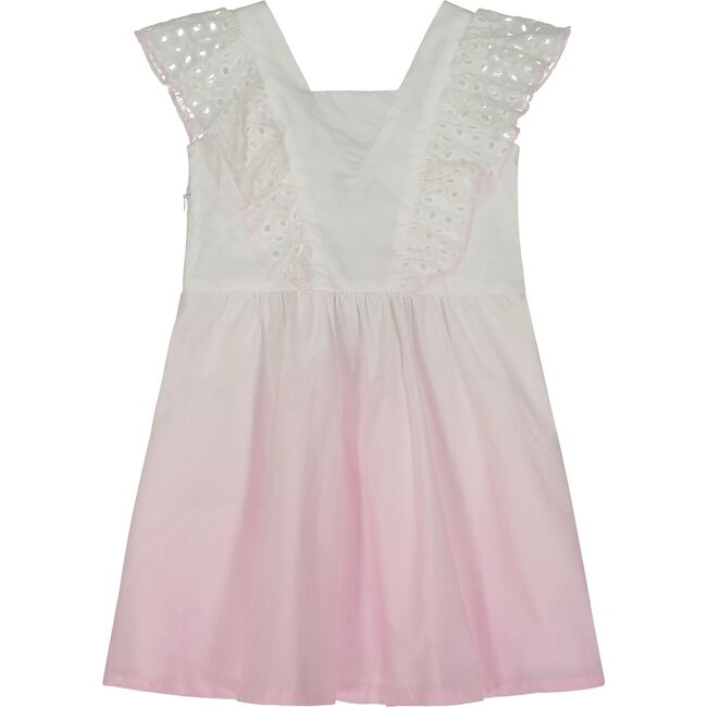 Poplin Ombre Eyelet Sleeve Dress, Pink Ombre - Dresses - 1