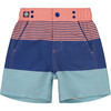 Colorblocked Swim Trunk, Coral Stripe - Swim Trunks - 1 - thumbnail