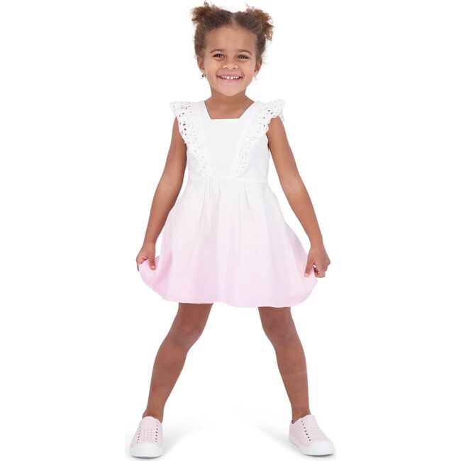Poplin Ombre Eyelet Sleeve Dress, Pink Ombre - Dresses - 4