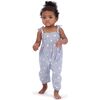 Baby Seersucker Floral Embroidery Romper, Blue - Rompers - 2