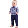 Baby Plaid Button Down Shirt 3-Piece Set, Light Blue - Mixed Apparel Set - 2