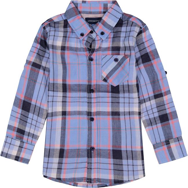 Baby Plaid Button Down Shirt 3-Piece Set, Light Blue - Mixed Apparel Set - 3