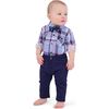 Baby Plaid Button Down Shirt 3-Piece Set, Light Blue - Mixed Apparel Set - 4