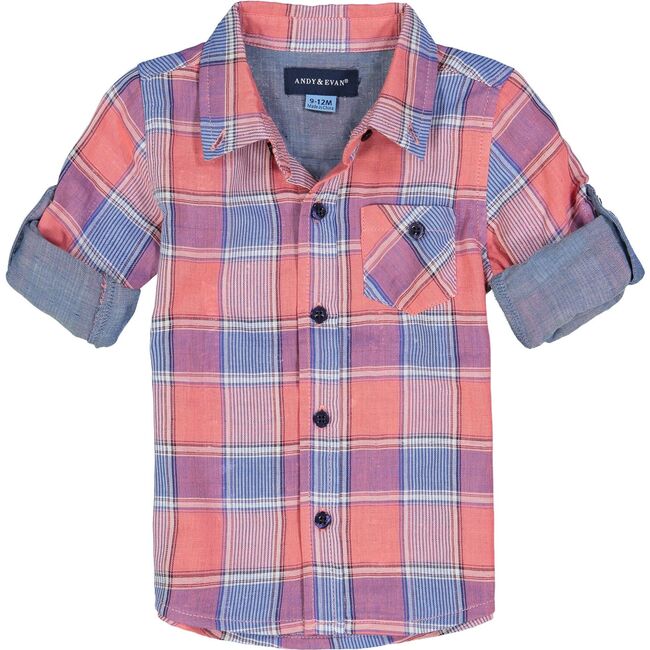Baby Check Button Down Shirt Set, Coral - Mixed Apparel Set - 5