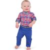 Baby Check Button Down Shirt Set, Coral - Mixed Apparel Set - 6