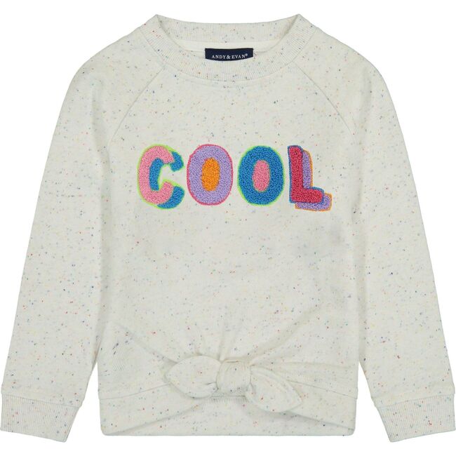 Tie Front "Cool" Sweatshirt, White