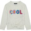 Tie Front "Cool" Sweatshirt, White - Sweatshirts - 1 - thumbnail