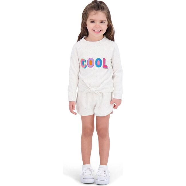 Tie Front "Cool" Sweatshirt, White - Sweatshirts - 2