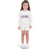 Tie Front "Cool" Sweatshirt, White - Sweatshirts - 2