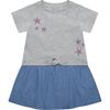 Two-Fer Tie Front Star Dress, Grey - Dresses - 1 - thumbnail