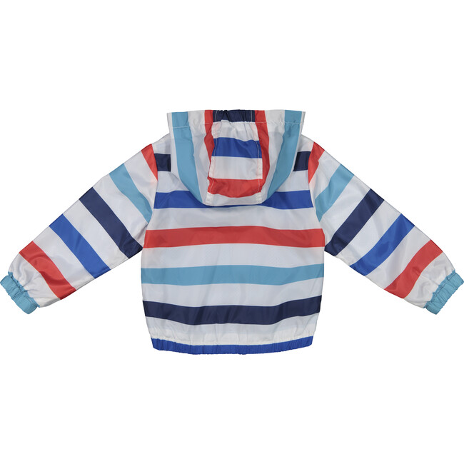 Baby Water Resistant Windbreaker, Blue Stripes - Raincoats - 2