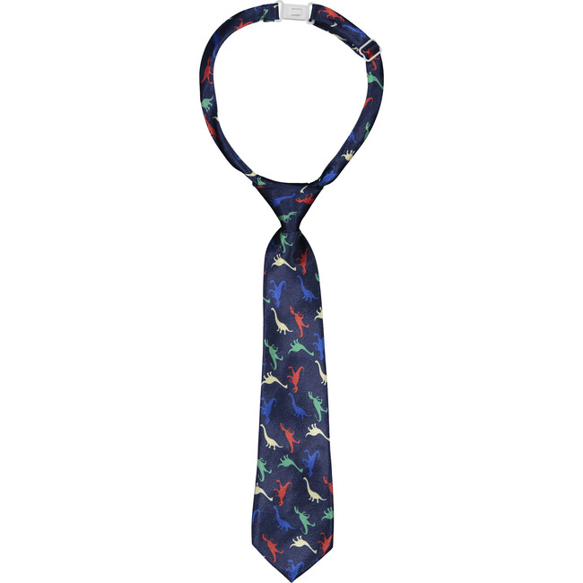 Dino Print Tie, Navy - Bowties & Ties - 1