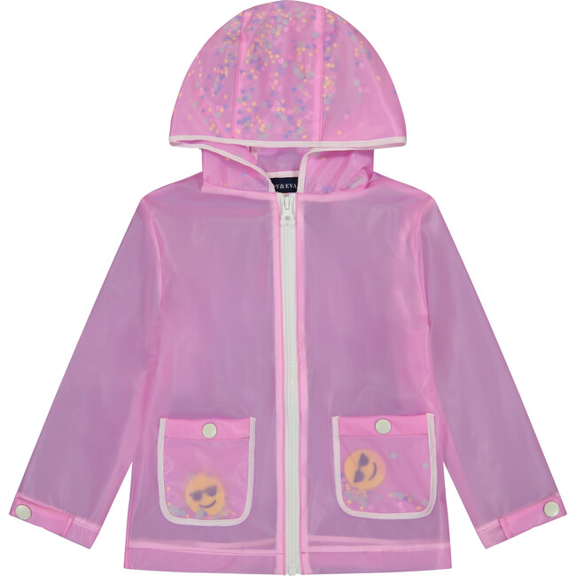 Girls Pink Sequin Rain Jacket, Pink - Jackets - 1