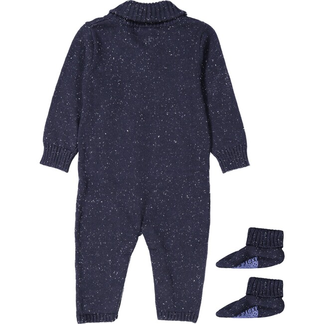Shawl Collar Onesie & Booties, Navy - Onesies - 3