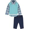 Baby Mint Sweater Vest Set, Aqua - Mixed Apparel Set - 1 - thumbnail