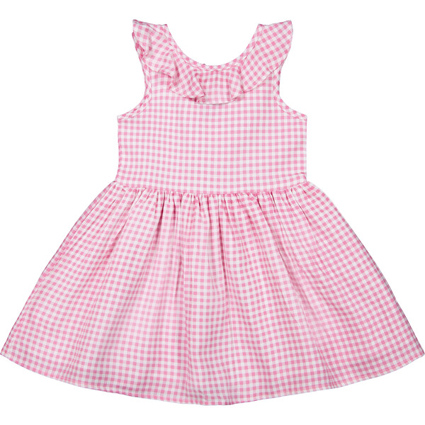 Ruffle Collar Dress, Pink Gingham - Andy & Evan Dresses | Maisonette