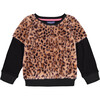 Leopard Faux Fur Sweatshirt, Medium Beige - Sweatshirts - 1 - thumbnail