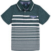 Striped Short Sleeve Polo, Aqua - Polo Shirts - 1 - thumbnail
