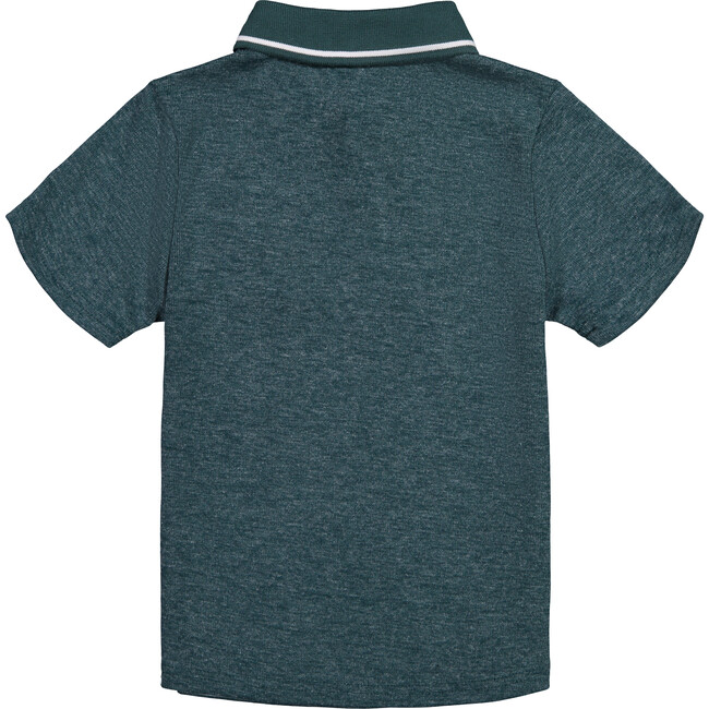 Striped Short Sleeve Polo, Aqua - Polo Shirts - 2