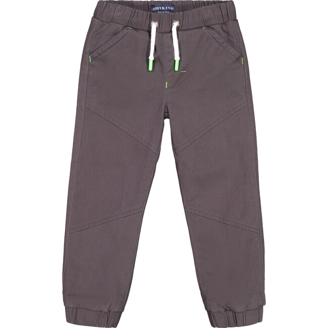 Jersey Lined Twill Jogger, Dark Grey - Pants - 1