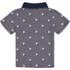 Spaceship Printed Short Sleeve Polo, Navy - Polo Shirts - 2
