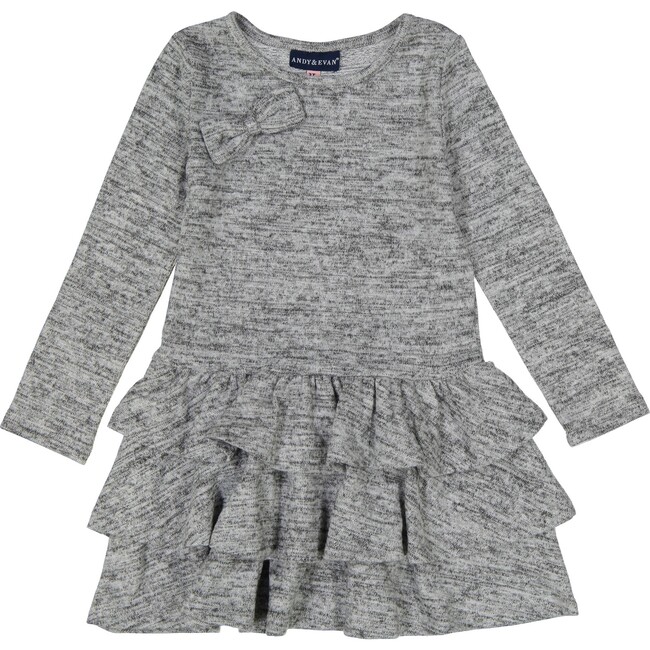 Long Sleeve Ruffle Dress, Grey