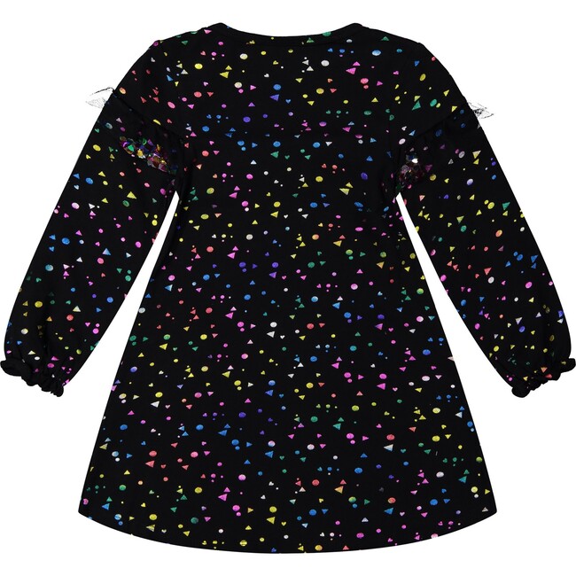 Long Sleeve Ruffle Dress, Black Rainbow - Dresses - 3