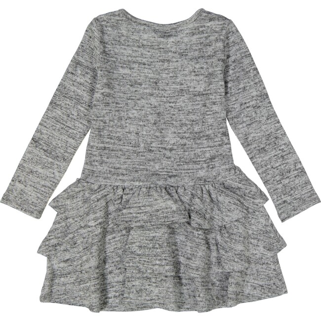 Long Sleeve Ruffle Dress, Grey - Dresses - 3