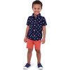 Shark Button Down Shirt, Navy - Polo Shirts - 2