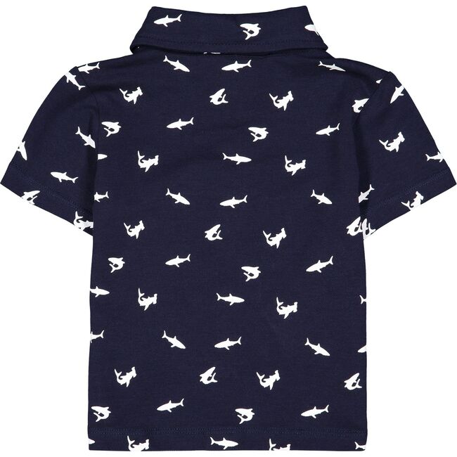 Shark Button Down Shirt, Navy - Polo Shirts - 3
