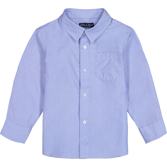 Woven Button Down Shirt, Medium Blue