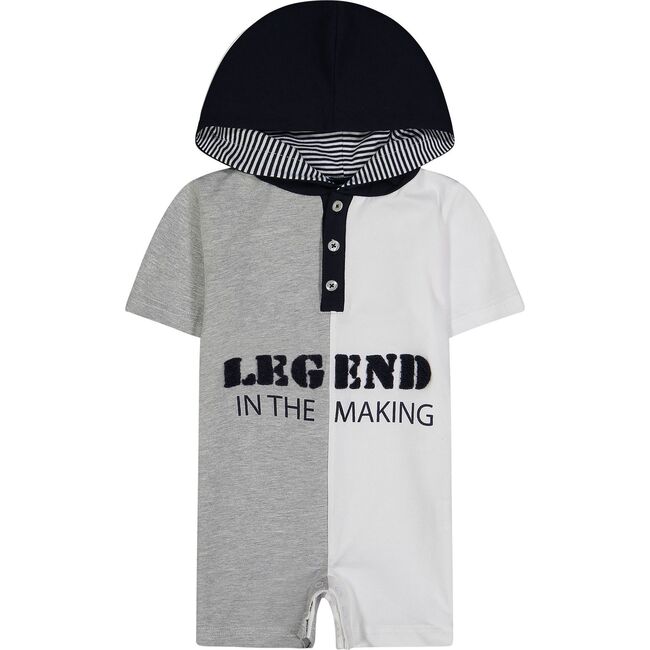 Baby Legend Graphic Hooded Romper, Grey