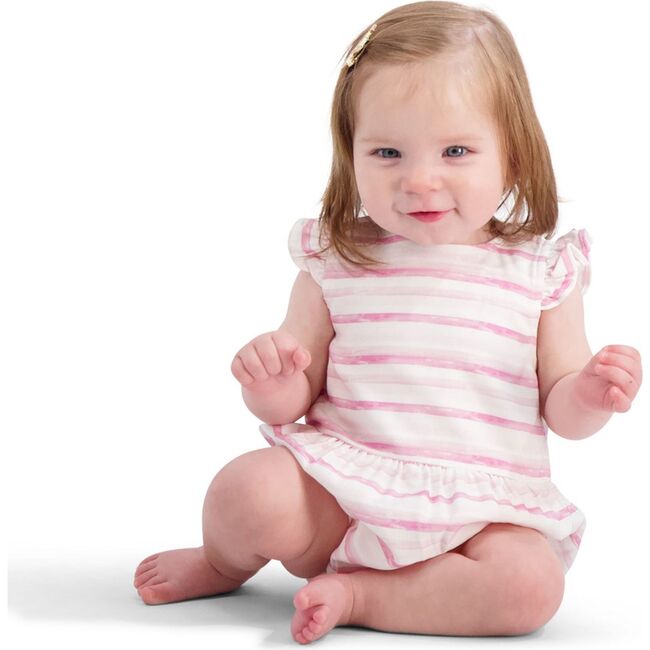 Baby Stripe Bubble, Pink - Onesies - 2