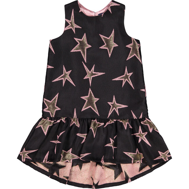 Sleeveless Star Dress with Ruffle Hem, Black - Dresses - 1