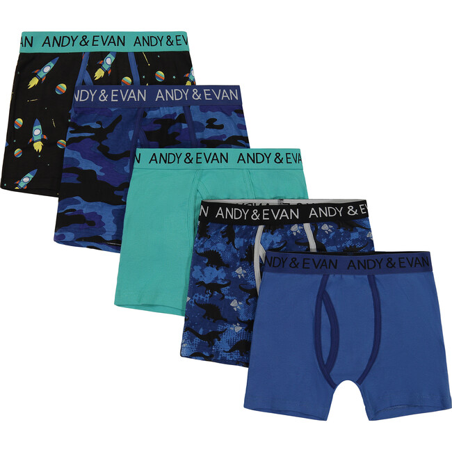 Boys Five Pack Boxer Briefs - Series 1, Blue - Underwear - 1