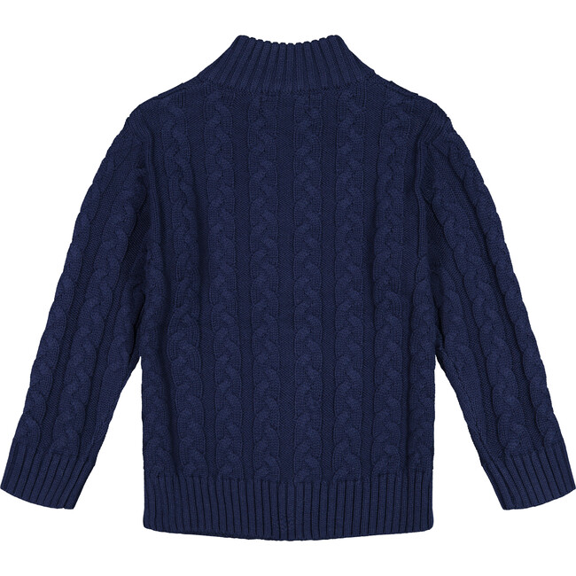 Zip Up Cable Sweater, Navy