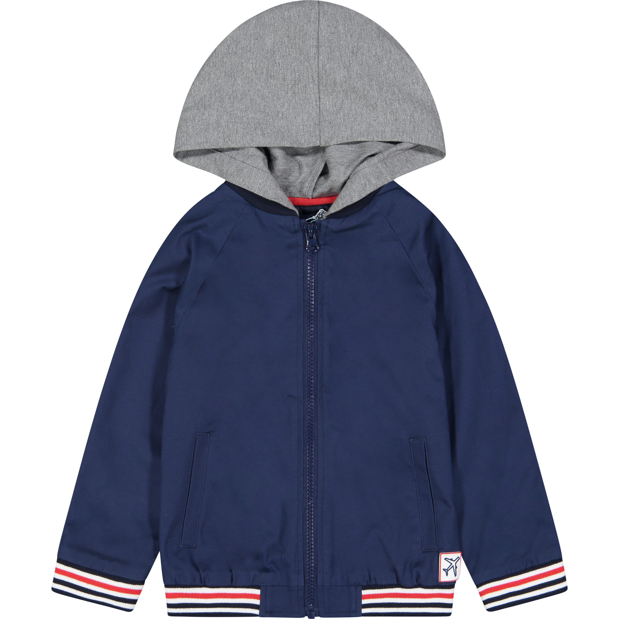 Boys Brushed Twill Hooded Bomber, Light Blue - Jackets - 1