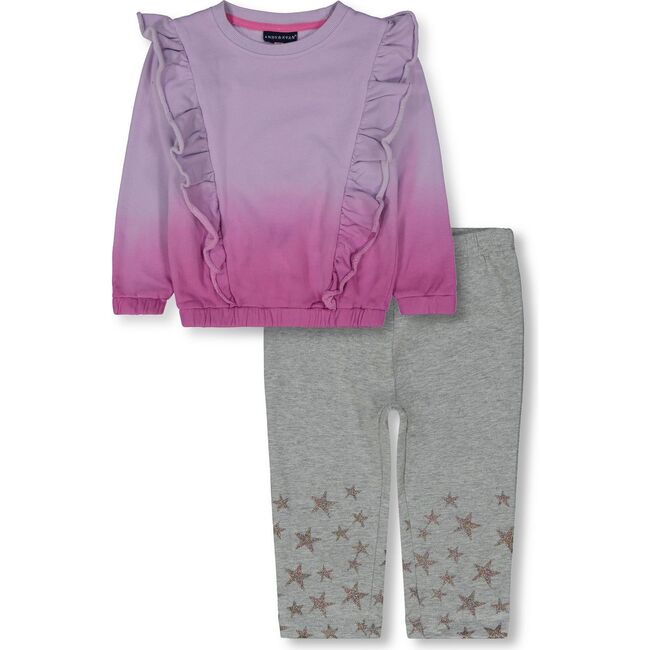 Baby Ruffle Sweatshirt Legging Set, Purple Ombre