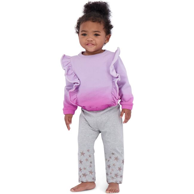 Baby Ruffle Sweatshirt Legging Set, Purple Ombre - Mixed Apparel Set - 2