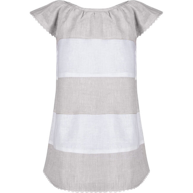 Madeline Girl Dress, White/Oatmeal - Dresses - 3