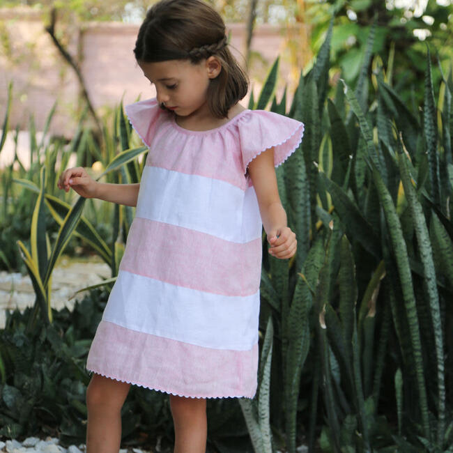 Madeline Girls Dress, Pink & White - Dresses - 4