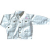 Little Kid Front Embroidery Denim Jacket, White - Jackets - 1 - thumbnail