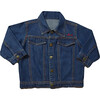 Little Kid Front Embroidery Denim Jacket, Medium Blue - Jackets - 1 - thumbnail