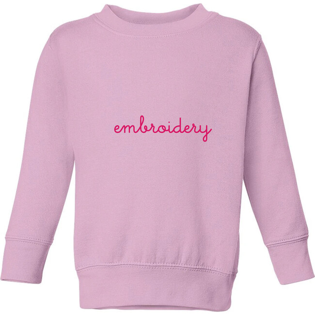 Little Kid Large Embroidery Classic Crewneck, Pink