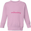 Little Kid Large Embroidery Classic Crewneck, Pink - Sweatshirts - 1 - thumbnail