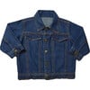 Little Kid Back Embroidery Denim Jacket, Medium Blue - Jackets - 1 - thumbnail